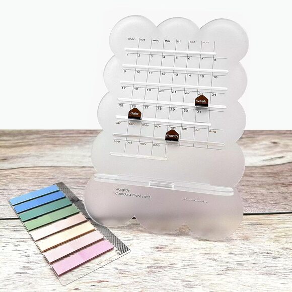 Practical Retro Perpetual Planner Desk Calendar Reminders Acrylic Phone holder - Picture 4 of 8